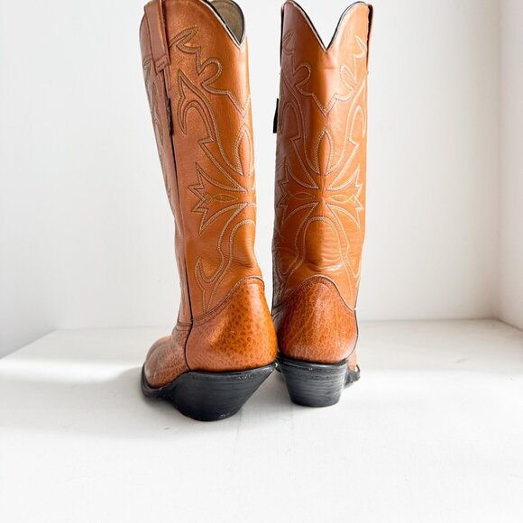 Caborca Western Cowboy Brown Leather Boots 9 - Picture 5 of 11